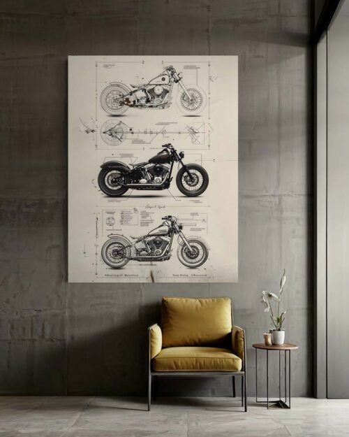 Esquisse Technique de Moto Vintage