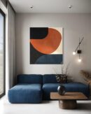 Art abstrait - bleu orange et noir