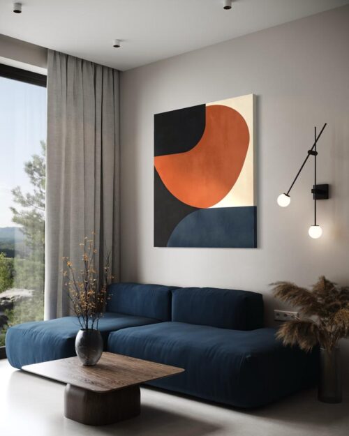Art abstrait - bleu orange et noir – Image 2
