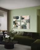 Lot de deux œuvres d'art abstraites rectangulaires - nuances de vert